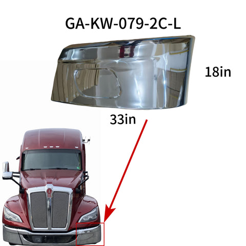 GA-KW-079-2C-L Corner Bumper Without Foglamp Hole Left Side For Kenworth T680 Next GEN 2022+