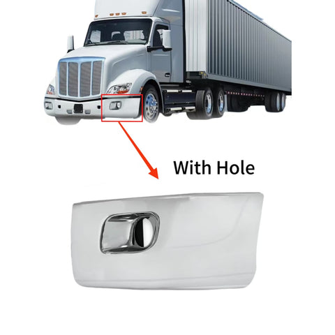 GA-PE-008D-L Chrome Corner Bumper With Fog Light Hole Left Side For Peterbilt 579 2013-2022