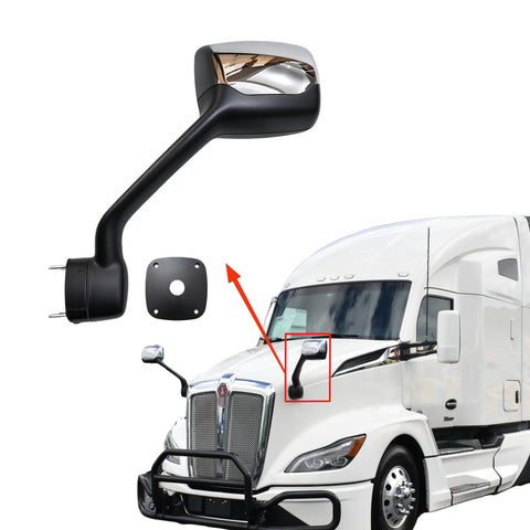GA-KW-056A-L Chrome Hood Mirror LH For Kenworth T680 Next Gen 2022 2023 2024 2025