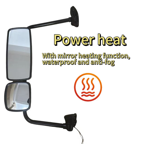 GA-FR-041-L Door Mirror Chrome Assembly with Arm Left For Freightliner M2 2003 2004 2005 2006 2007 2008 2009 2010 2011 2012 2013 2014 2015 2016