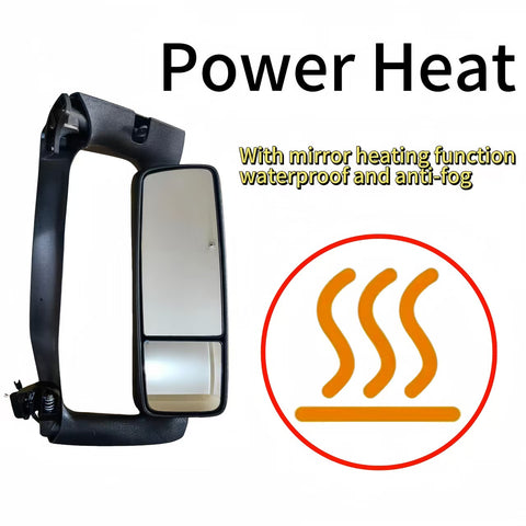 GA-V-129B Complete R Door Mirror Complete With Mirror Bracket Black Cover Right Side For Volvo VNL 2018-2024