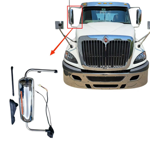 GA-IN-024-R Chrome Door Mirror W/Arm RH For International Prostar