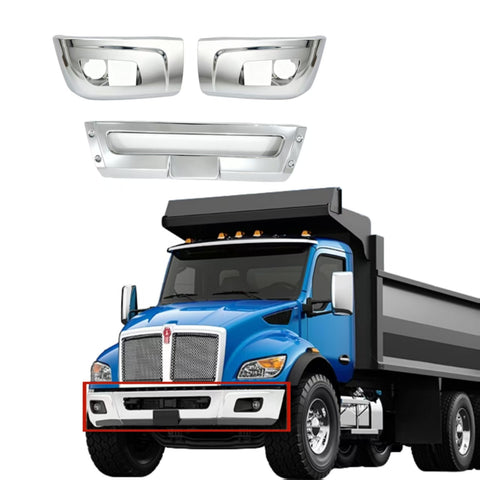 GA-KW-073D Front Bumper Steel Chrome Assy With Foglamp Hole for Kenworth T480 2021 2022 2023 2024 2025 2026
