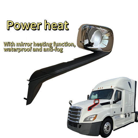 GA-FR-100AL Hood Mirror Chrome LH For Freightliner Cascadia 2018 2019 2020 2021 2022 2023 2024
