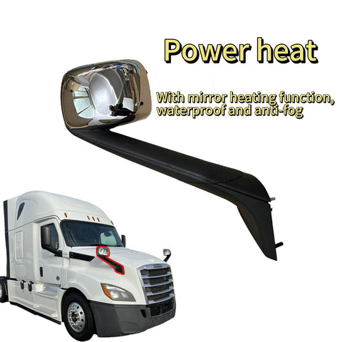 GA-FR-100AR Hood Mirror Chrome RH For Freightliner Cascadia 2018 2019 2020 2021 2022 2023 2024