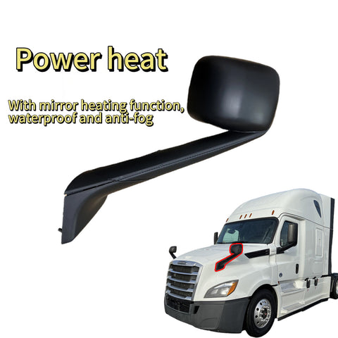 GA-FR-100BL Hood Mirror Black LH For Freightliner Cascadia 2018 2019 2020 2021 2022 2023 2024