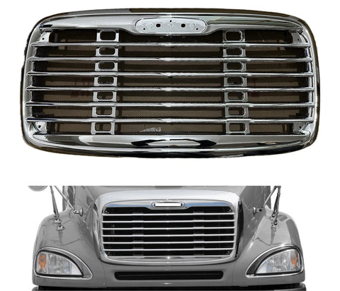GA-FR-002 Chrome Grille with Bug Screen For Freightliner Columbia 2000 2001 2002 2003 2004 2005 2006 2007 2008