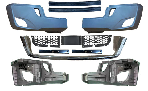 GA-FR-101C-1 Front Bumper W/ Radar Cover Air Intake&Hole Chrome Strip For Cascadia 2018 2019 2020 2021 2022 2023 2024