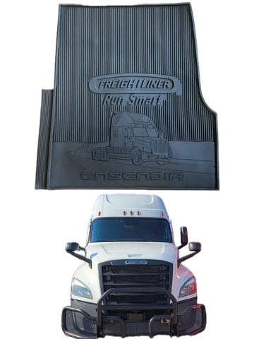 GA-FR-111 Rubber Floor Mat Left Side with Black Logo For Freightliner Cascadia 2018 2019 2020 2021 2022 2023 2024