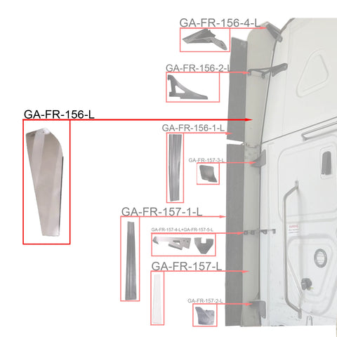GA-FR-156L Cab Air Deflector Upper Fairing LH White For Freightliner Cascadia 2018 2019 2020 2021 2022 2023 2024