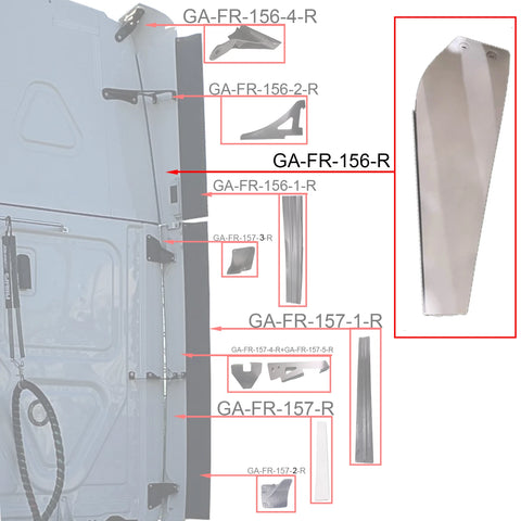GA-FR-156R Cab Air Deflector Upper Fairing RH White For Freightliner Cascadia 2018 2019 2020 2021 2022 2023 2024