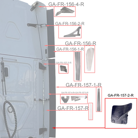 GA-FR-157-2R Bracket fits Lower Fairing Right For Freightliner Cascadia 2018 2019 2020 2021 2022 2023 2024