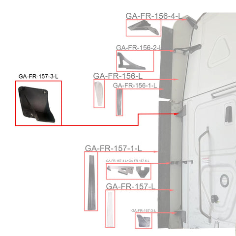 GA-FR-157-3-L  Bracket fits Lower Fairing Left For Freightliner Cascadia 2018 2019 2020 2021 2022 2023 2024
