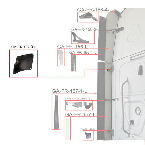 GA-FR-157-3-L  Bracket fits Lower Fairing Left For Freightliner Cascadia 2018 2019 2020 2021 2022 2023 2024