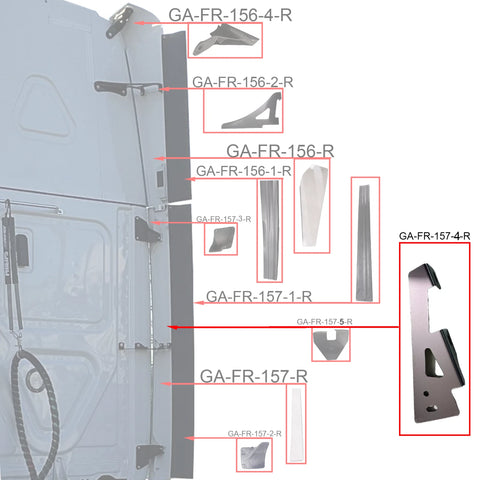 GA-FR-157-4R Middle Bracket fits Lower Fairing Right For Freightliner Cascadia 2018 2019 2020 2021 2022 2023 2024