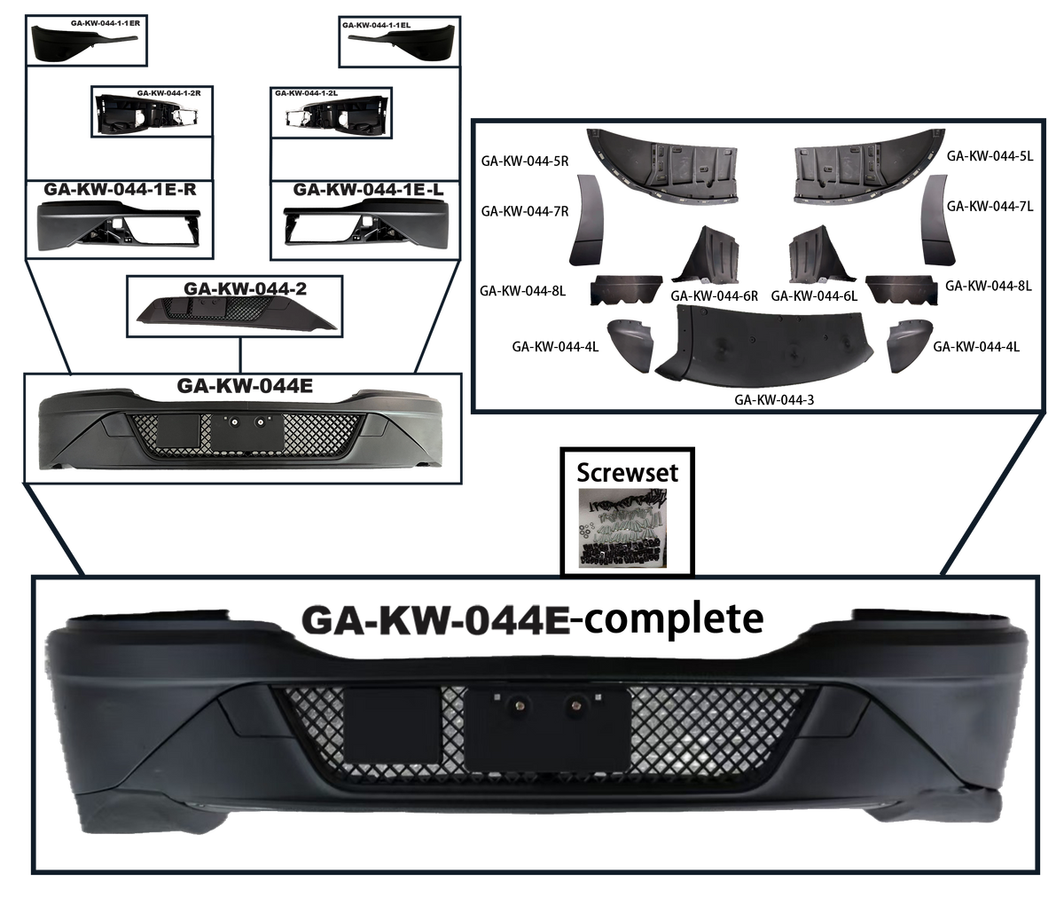 GA-KW-044E-complete KENWORTH T680 NEXT GEN 2022 2023 2024 2025 BUMPER PAIN COMPLETE FLAT