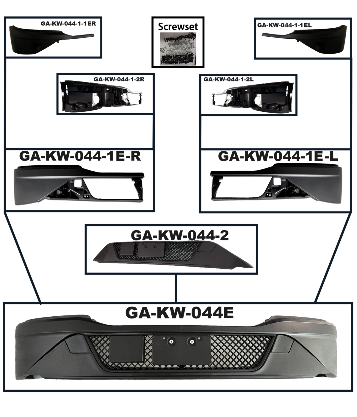 GA-KW-044E KENWORTH T680 NEXT GEN 2022 2023 2024 2025 BUMPER FLAT PAINT