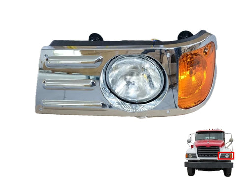 GA-MK-012BL Headlight Chrome - Driver Side For Mack Granite CV713