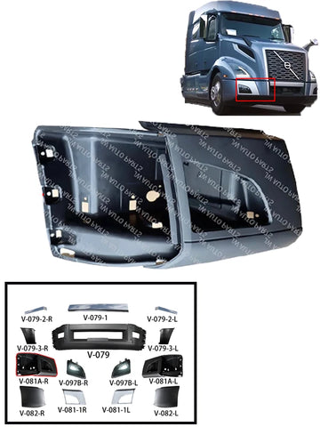 GA-V-081A-R Passenger Side Current Corner Bumper WITH CUT For Fog Light Fit Volvo VNL 2018 2019 2020 2021 2022 2023