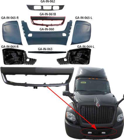 GA-IN-061B Center bumper Trim Black For INTERNATIONAL LT625 2018 2019 2020 2021 2022 2023 2024