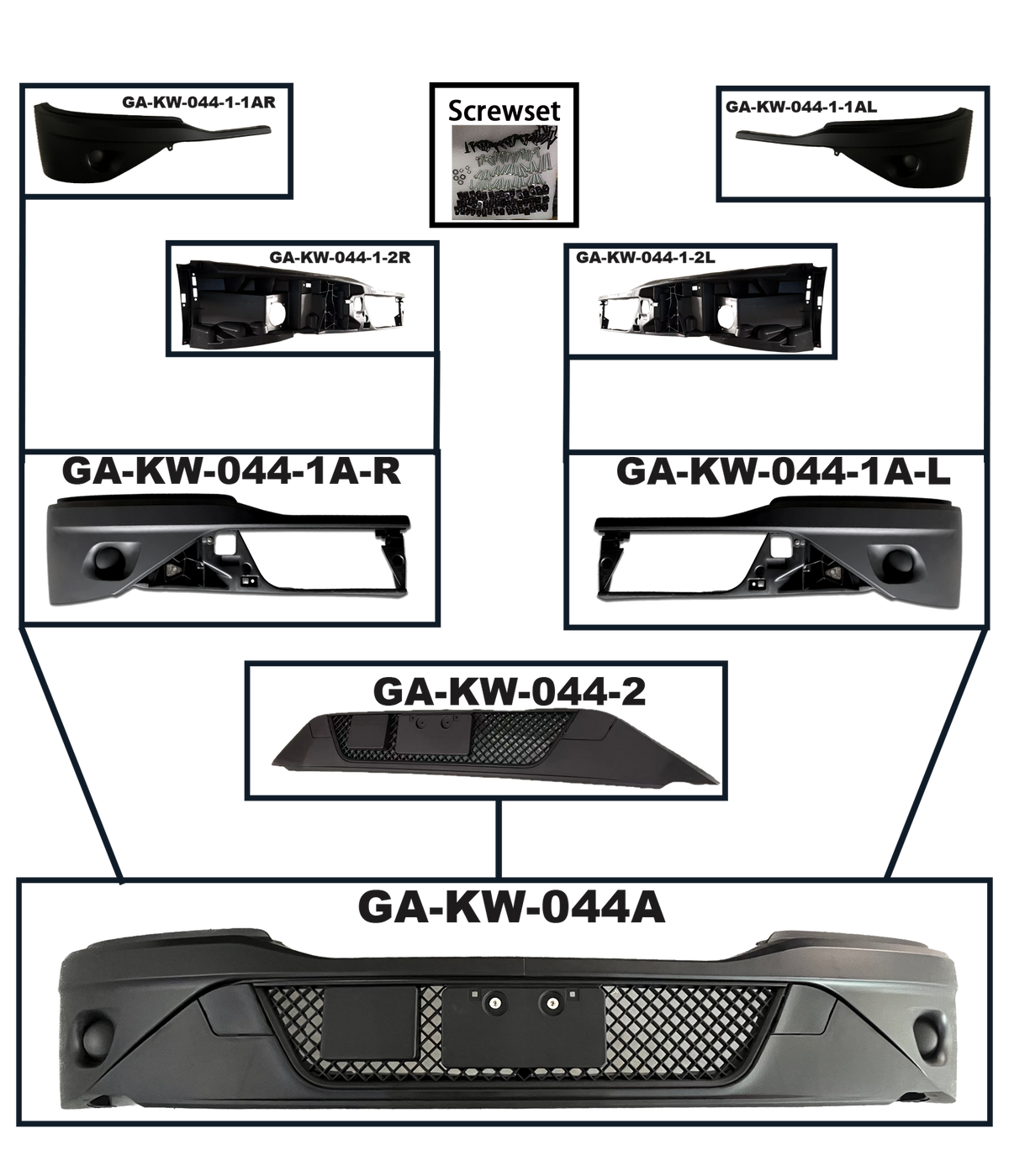 GA-KW-044A KENWORTH T680 NEXT GEN 2022 2023 2024 2025 BUMPER PAINT W/0 FOG LAMP HOLE