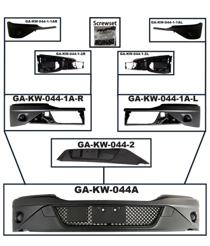 GA-KW-044A KENWORTH T680 NEXT GEN 2022 2023 2024 2025 BUMPER PAINT W/0 FOG LAMP HOLE
