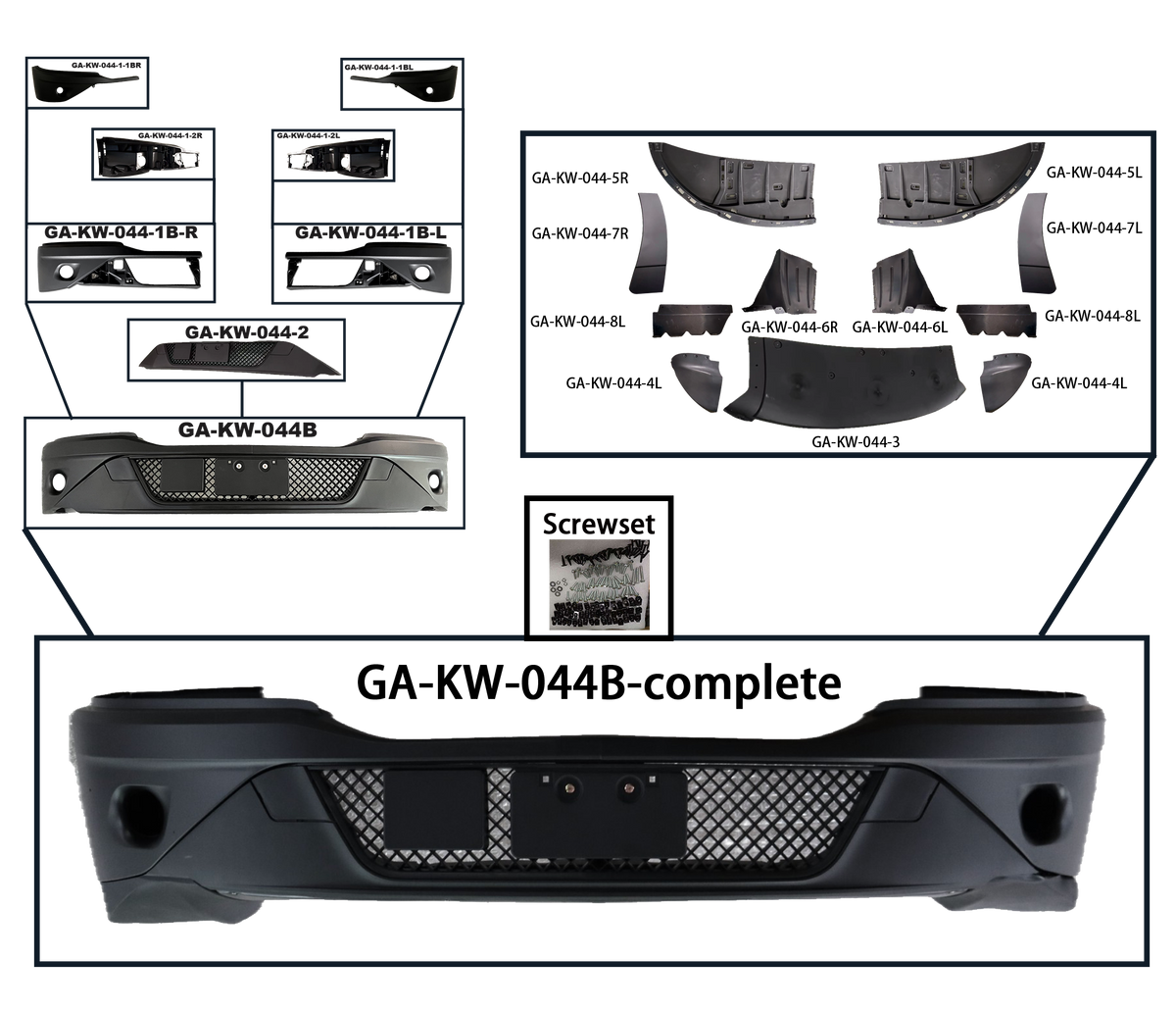 GA-KW-044B-COMPLETE Front Bumper Comp. W/ Fog Hole Paint For Kenworth T680 New Gene 2022 2023 2024 2025