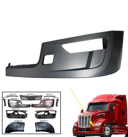 GA-PE-041-2A-L Bumper Corner Outer Paint with Fog Lamp Hole Left Side For Peterbilt 579 2023 2024 2025