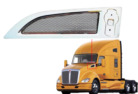 GA-KW-030-L Hood Side Air Intake Vent Grille Chrome Left Side for Kenworth T680 2013 2014 2015 2016 2017 2018 2019 2020 2021