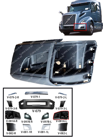 GA-V-081A-L Driver Side Current Corner Bumper WITH CUT For Fog Light Fit Volvo VNL 2018 2019 2020 2021 2022 2023