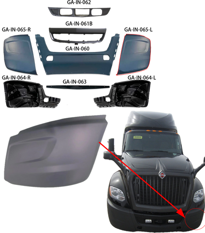 GA-IN-065L Bumper Cover Fascia Front Driving Left Side For International LT625 2018 2019 2020 2021 2022 2023 2024