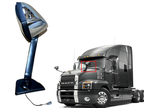 GA-MK-045A-L Replacement Chrome Hood Mirror Left Driver Side for Mack Anthem 2017 2018 2019 2020 2021 2022 2023 2024