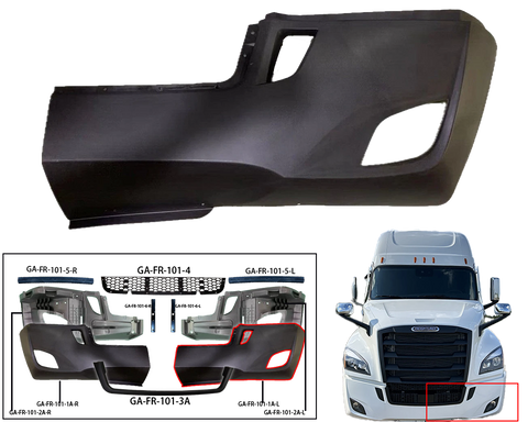 GA-FR-101-1A-L Bumper End Cover With Foglight Hole LH Side For Freightliner Cascadia 2018 2019 2020 2021 2022 2023 2024