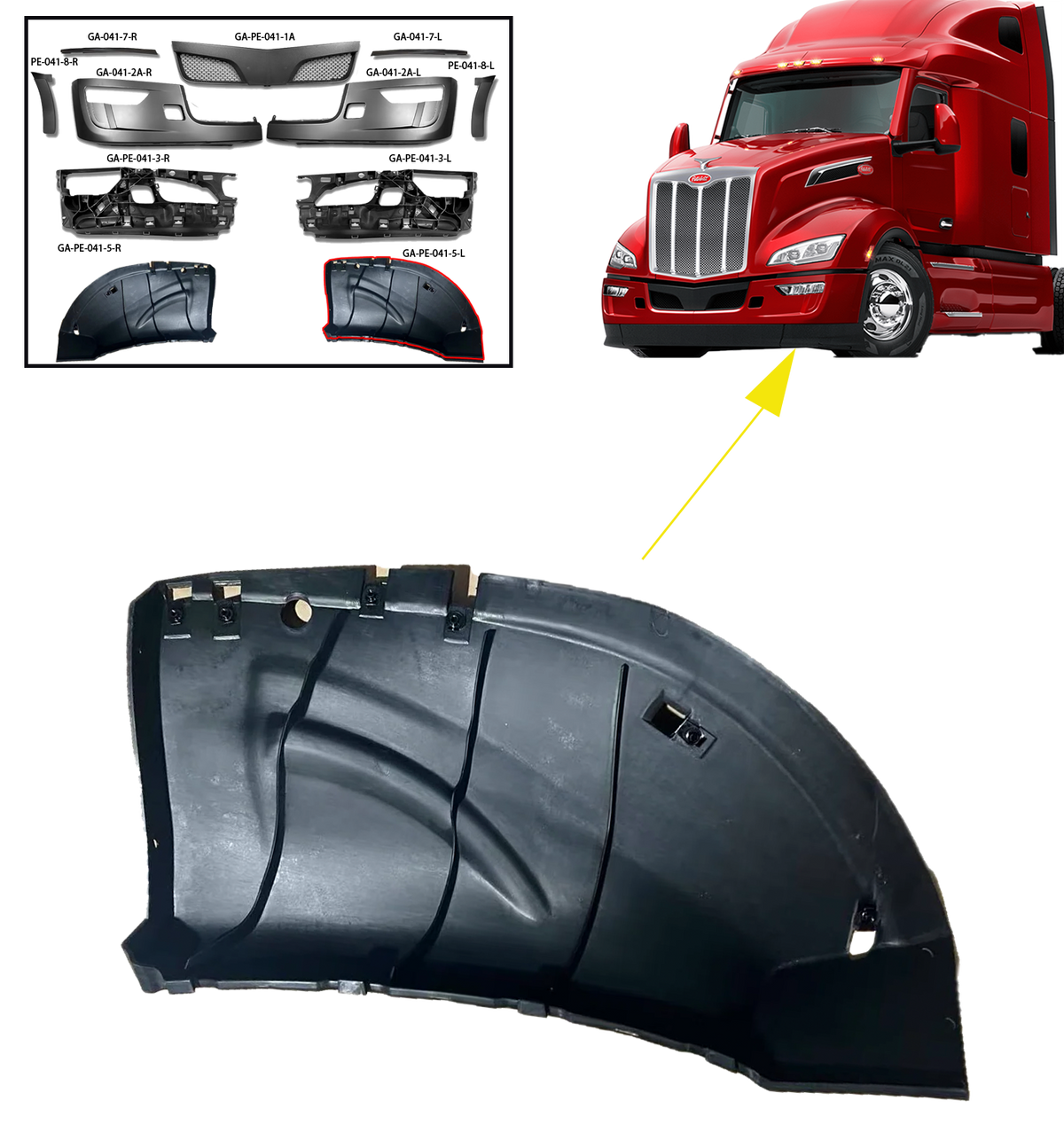 GA-PE-041-5-L Bumper Cover N77-6082 Left Driver Side For Peterbilt 579 2023 2024 2025