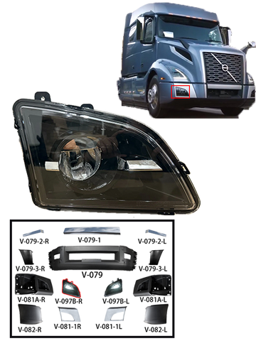 GA-V-097B-R* Fog Lamp RH black for 2018 2019 2020 2021 2022 2023 VOLVO VNL Trucks