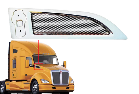 GA-KW-030-R Hood Side Air Intake Vent Grille Chrome Right Side for Kenworth T680 2013 2014 2015 2016 2017 2018 2019 2020 2021
