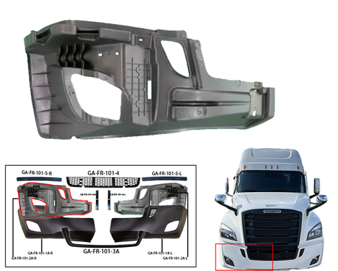 GA-FR-101-2A R Bumper Corner Reinforcement Inner RH For Freightliner Cascadia 2018 2019 2020 2021 2022 2023 2024