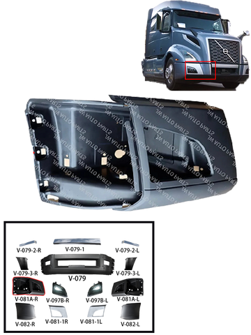 GA-V-081A-R Passenger Side Current Corner Bumper WITH CUT For Fog Light Fit Volvo VNL 2018 2019 2020 2021 2022 2023