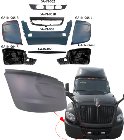GA-IN-065R Bumper Cover Fascia Front Passenger Right Side For International LT6252018 2019 2020 2021 2022 2023 2024