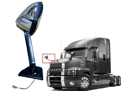 GA-MK-045A-R Replacement Chrome Hood Mirror Right Passenger Side for Mack Anthem 2017 2018 2019 2020 2021 2022 2023 2024