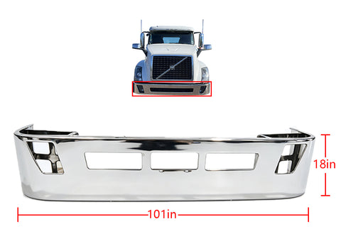 GA-V-104 Chrome Bumper With Foglamp Hole 18" For Volvo VNL 2015-2017