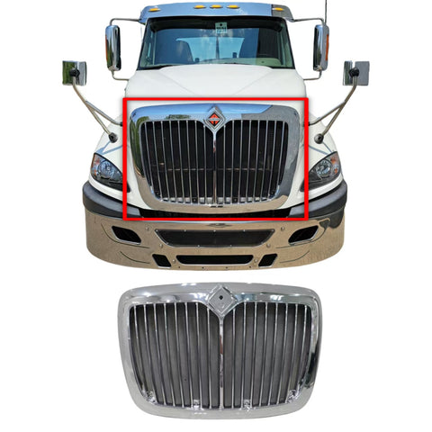 GA-IN-012 Front Chrome Grille W/O BUG SCREEN For INTERNATIONAL PROSTAR 2007 2008 2009 2010 2011 2012 2013 2014 2015