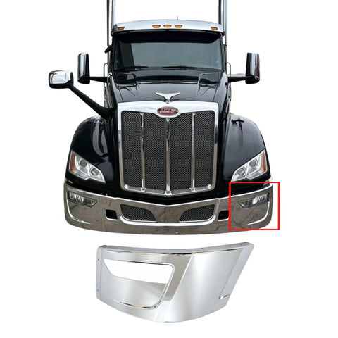 GA-PE-047-2A-L Steel Corner Bumper with Fog Lamp Hole Left Side For Peterbilt 579 2023 2024 2025 2026