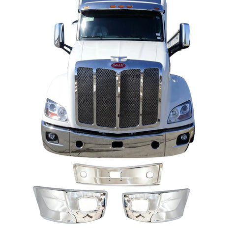 GA-PE-048A Steel Bumper ASSY With Fog Lamp Hole with Bracket for Peterbilt 579 2013 2014 2015 2016 2017 2018 2019 2020 2021 2022