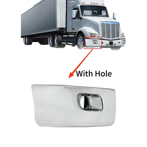 GA-PE-008D-R Chrome Corner Bumper With Fog Light Hole Right Side For Peterbilt 579 2013-2022