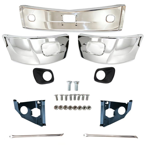 GA-PE-048C Steel Bumper ASSY W/O Fog Lamp Hole with Bracket for Peterbilt 579 2013 2014 2015 2016 2017 2018 2019 2020 2021 2022