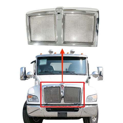 GA-KW-070 Front Grille With Bug Screen Chrome Mesh For Kenworth T180 T280 T380 T480 2021 2022 2023 2024 2025