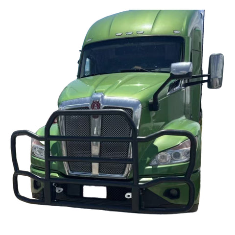 GA-DG048B-KT23 Black Deer Guard Bumper with Bracket for Kenworth T680 2022+ /Peterbilt 579 2023