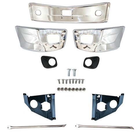 GA-PE-048A Steel Bumper ASSY With Fog Lamp Hole with Bracket for Peterbilt 579 2013 2014 2015 2016 2017 2018 2019 2020 2021 2022