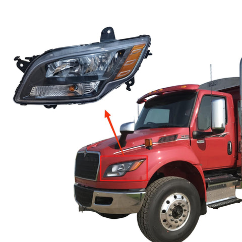 GA-IN-107A-L Halogen Headlight Black Left Side For International MV 2022 2023 2024
